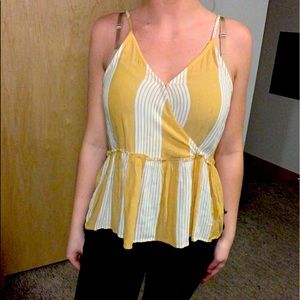 Women’s mustard yellow striped tank top blouse